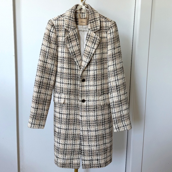 Elie Tahari Jackets & Blazers - Elie Tahari Long Plaid Pea Coat